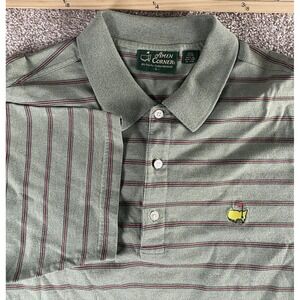 Masters Tech Amen Corner 60s Two Ply Cotton Green/Red Polo Shirt Mens L Golf